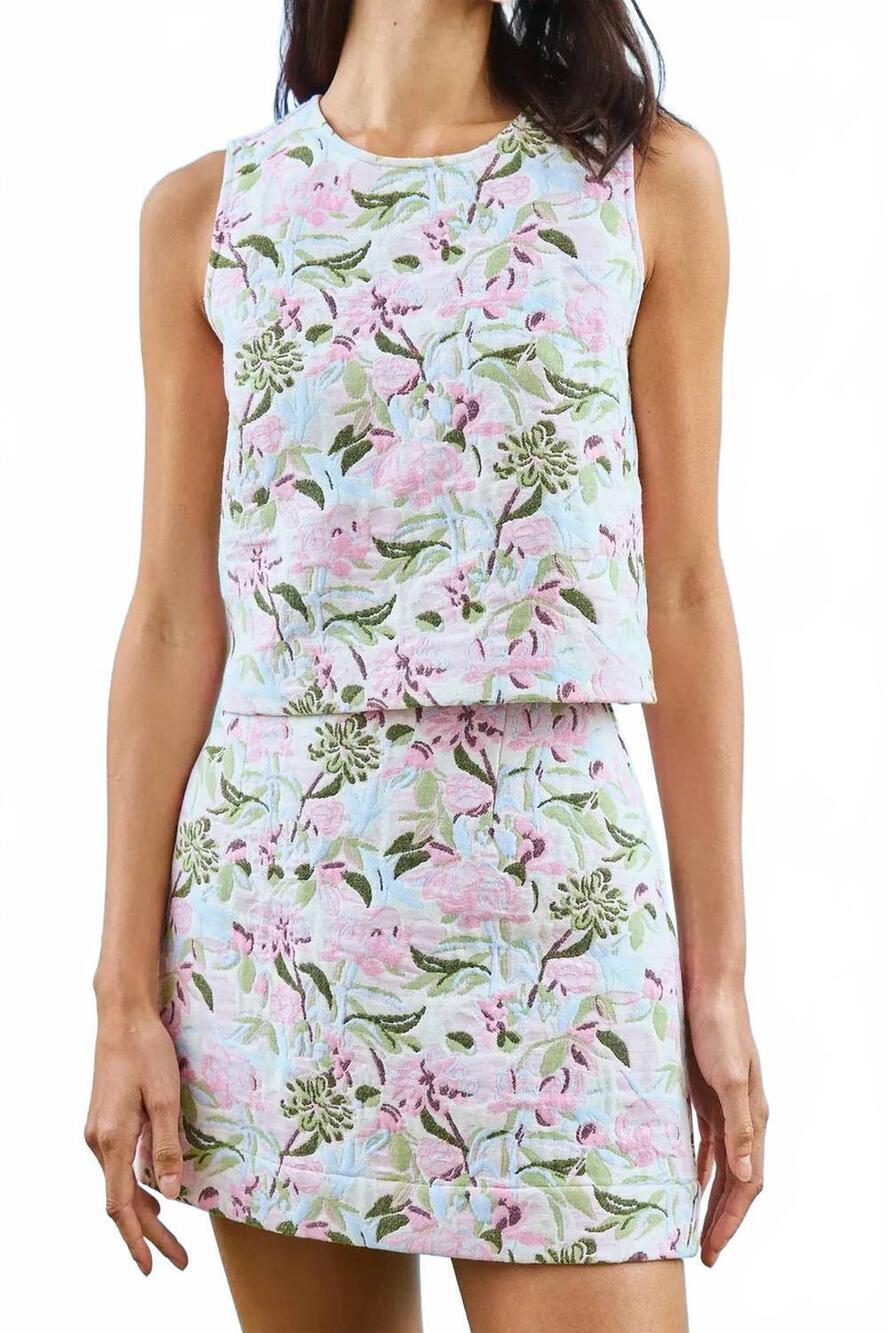 NEW HUNTER BELL rebecca sleeveless tank top in magnolia grove jacquard
